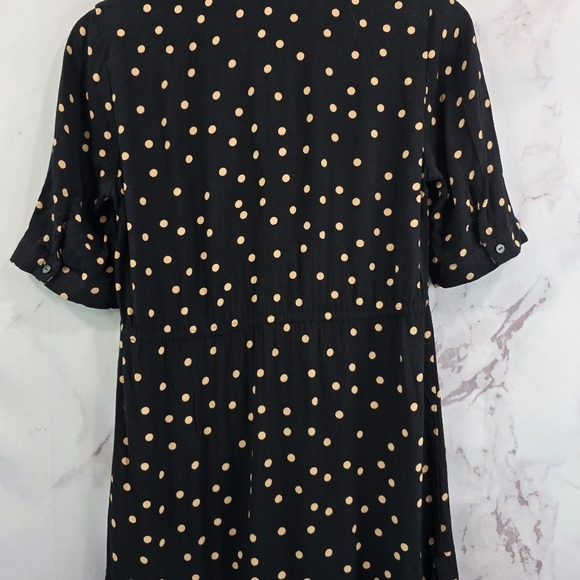 Seraphine Dress Women 2 XS Black Brown Polka Dot Maternity Nursing Button Front - Picture 7 of 14